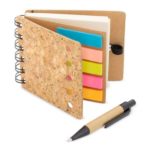 Libreta de corcho natural con notas, separadores y bolígrafo para comuniones