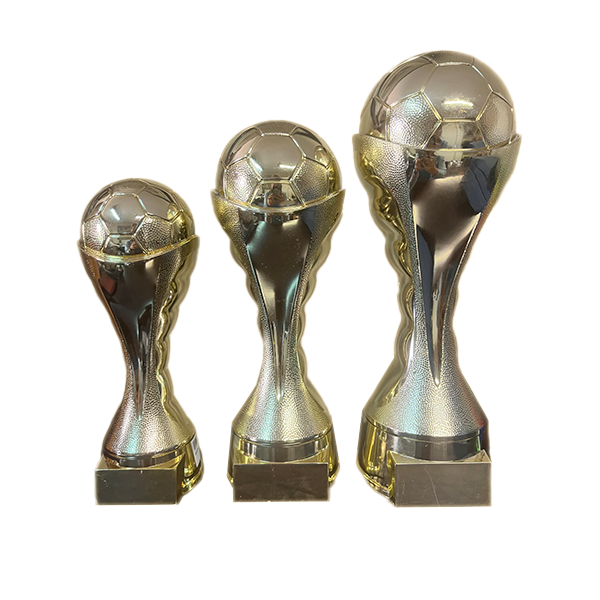 Trofeos fútbol en resina y mármol dorado/plateado
